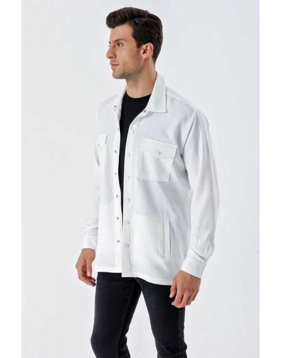 20193 Oversize Erkek Gömlek  Beyaz