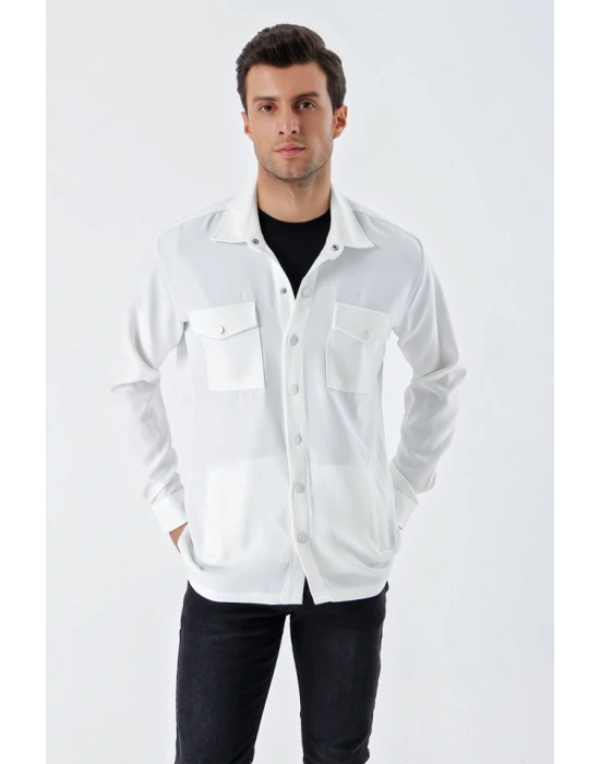 20193 Oversize Erkek Gömlek  Beyaz