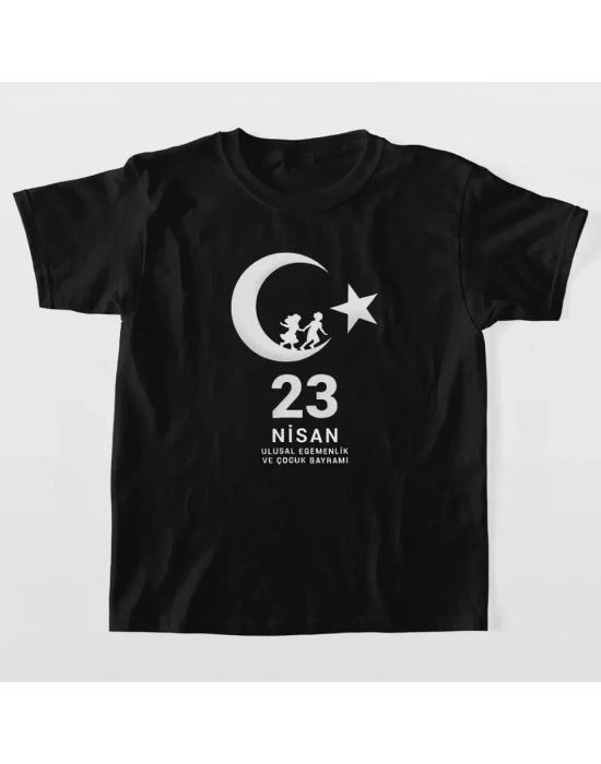 23 Nisan Çocuk Bayramı Baskılı Özel Tshirt  Siyah