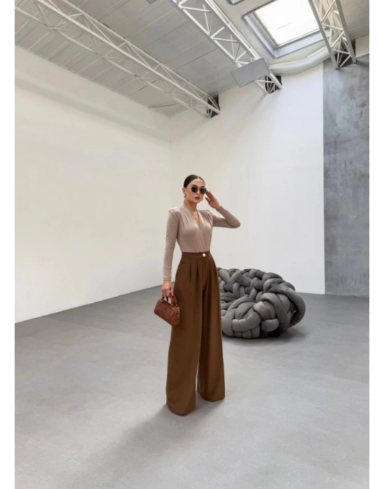 230 Gr Poly Viscose Full Lycra Pi̇leli̇ Palazzo Pantolon