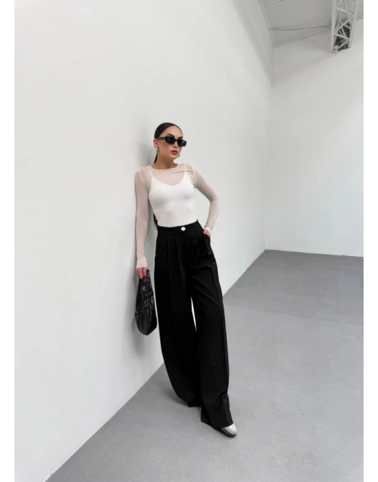 230 Gr Poly Viscose Full Lycra Pi̇leli̇ Palazzo Pantolon