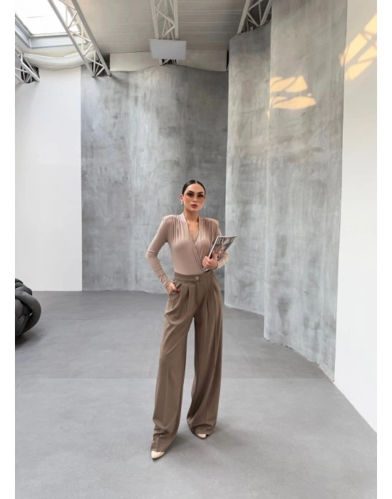 230 Gr Poly Viscose Full Lycra Pi̇leli̇ Palazzo Pantolon