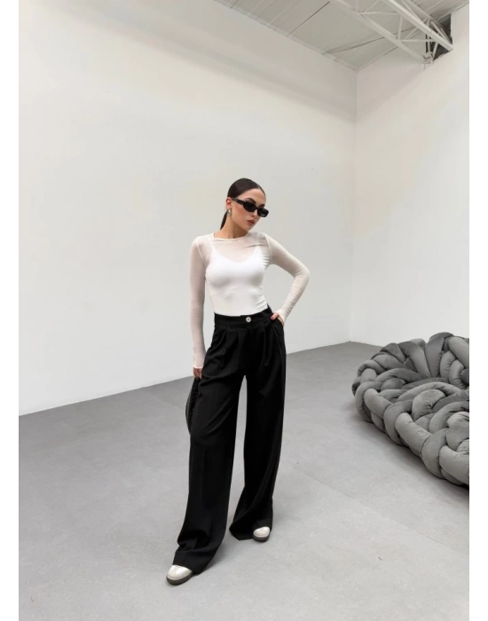 230 Gr Poly Viscose Full Lycra Pi̇leli̇ Palazzo Pantolon