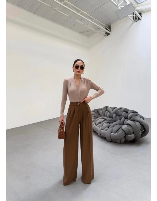 230 Gr Poly Viscose Full Lycra Pi̇leli̇ Palazzo Pantolon