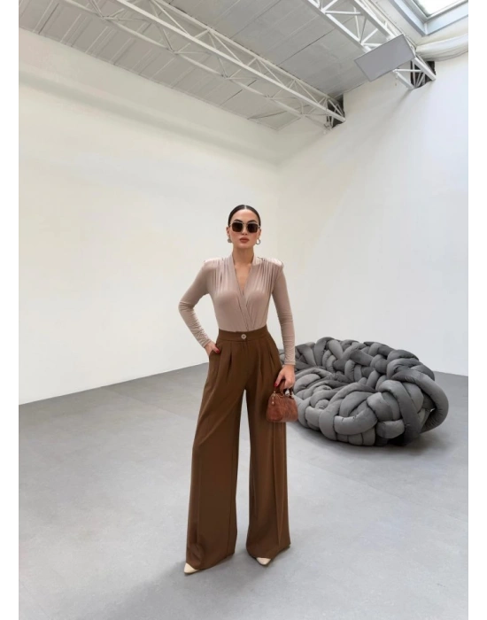 230 Gr Poly Viscose Full Lycra Pi̇leli̇ Palazzo Pantolon