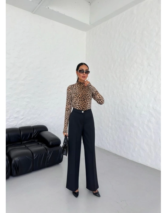 230 Gr Poly Viscose Lycra Metal Düğme Palazzo Pantolon