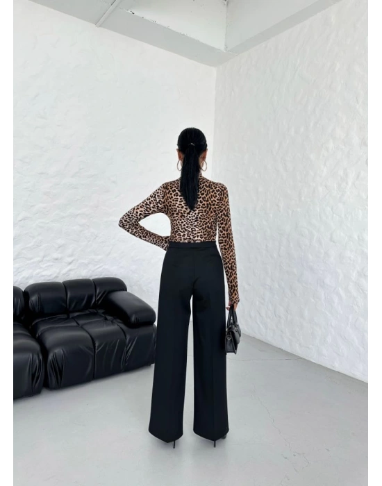 230 Gr Poly Viscose Lycra Metal Düğme Palazzo Pantolon