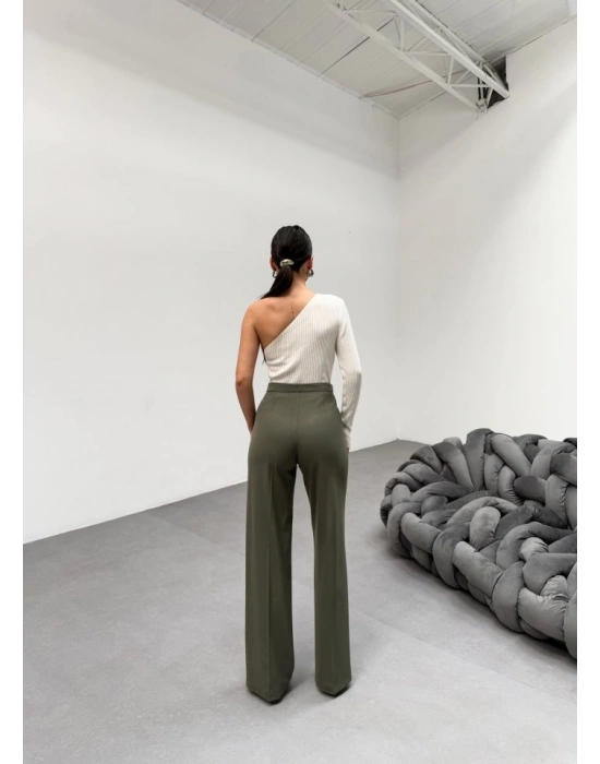 230 Gr Poly Viscose Lycra Metal Düğme Palazzo Pantolon