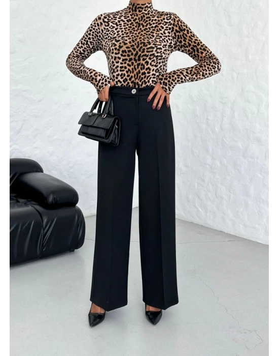 230 Gr Poly Viscose Lycra Metal Düğme Palazzo Pantolon