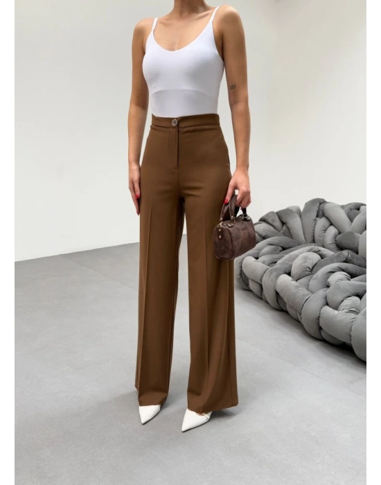 230 Gr Poly Viscose Lycra Metal Düğme Palazzo Pantolon