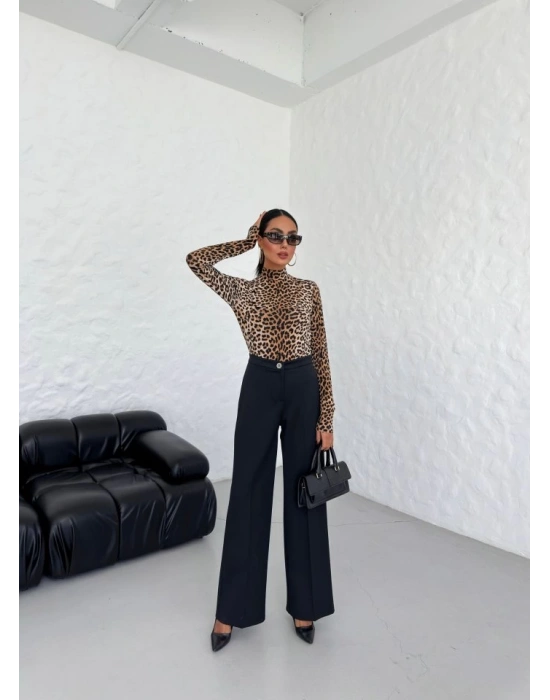 230 Gr Poly Viscose Lycra Metal Düğme Palazzo Pantolon