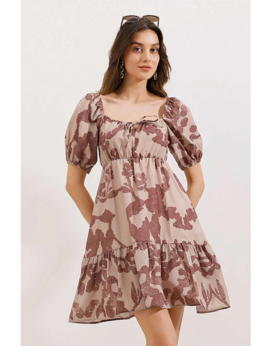 2351 Kloş Poplin Elbise  D.Gül Kurusu