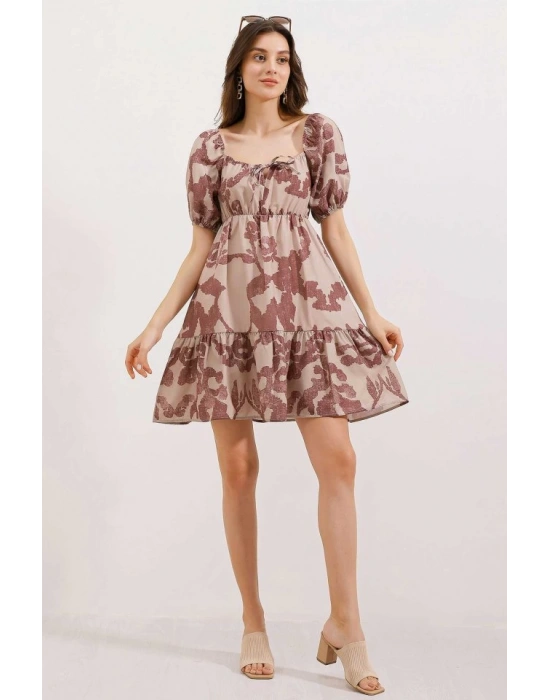 2351 Kloş Poplin Elbise  D.Gül Kurusu