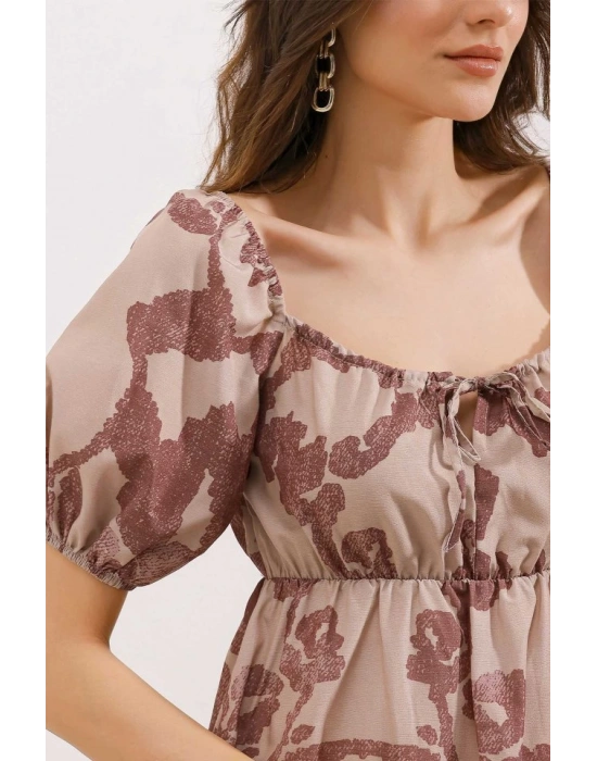 2351 Kloş Poplin Elbise  D.Gül Kurusu