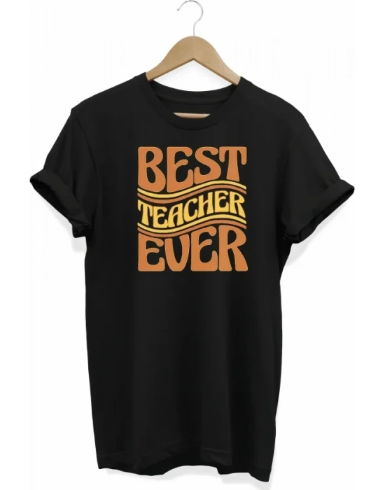 24 Kasım Öğretmenler Günü Hediye Baskılı Oversize Bisiklet Yaka Tshirt  iyah