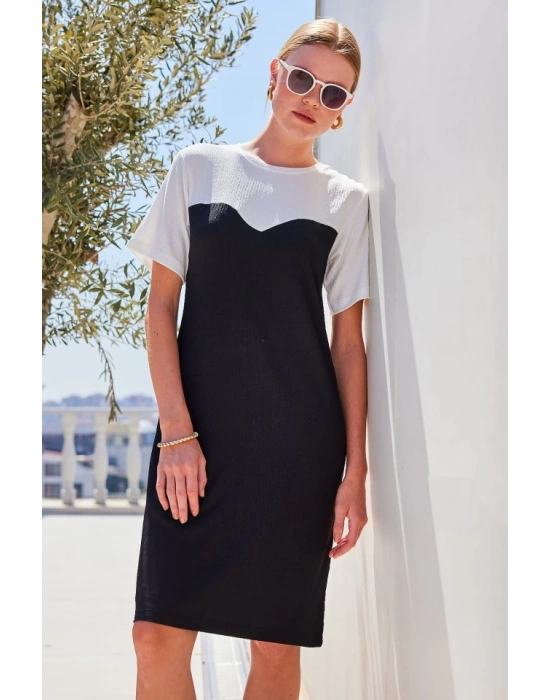 2505 Yazlık Örme Elbise  Siyah