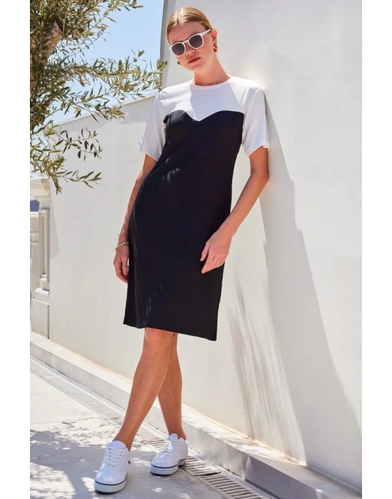 2505 Yazlık Örme Elbise  Siyah