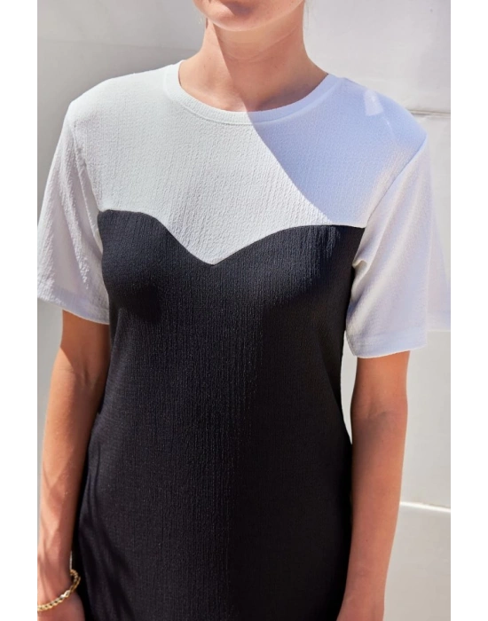 2505 Yazlık Örme Elbise  Siyah