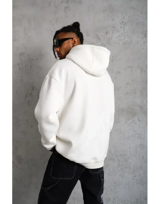 3 İplik Kapşonlu weatshirt Hoodie  Beyaz