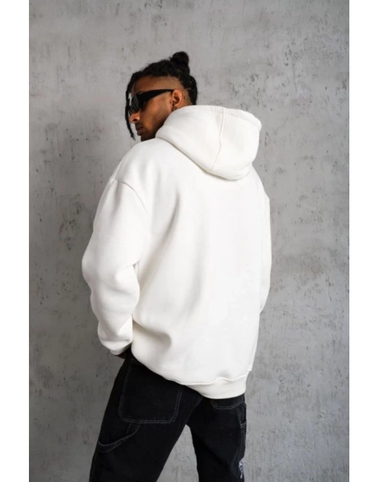 3 İplik Kapşonlu weatshirt Hoodie  Beyaz