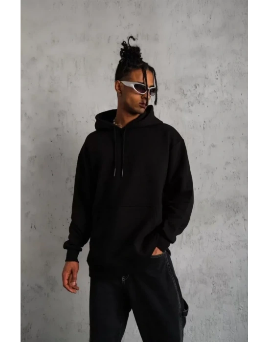 3 İplik Kapşonlu weatshirt Hoodie  iyah