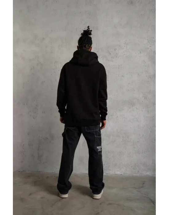 3 İplik Kapşonlu weatshirt Hoodie  iyah