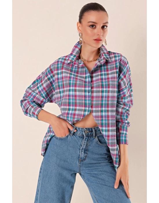 3900 Oversize Uzun Basic Gömlek  A. Kiremit