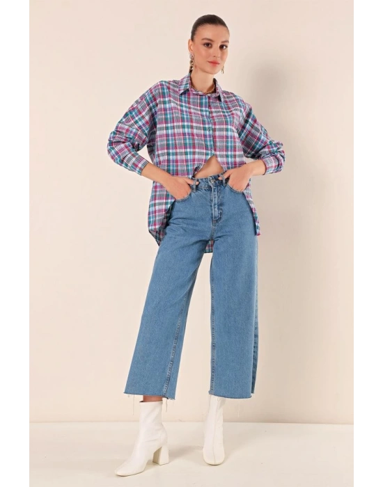 3900 Oversize Uzun Basic Gömlek  A. Kiremit