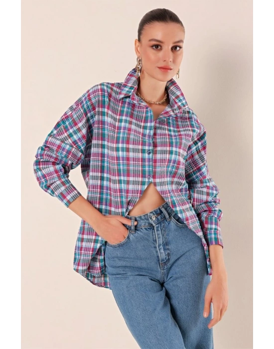 3900 Oversize Uzun Basic Gömlek  A. Kiremit