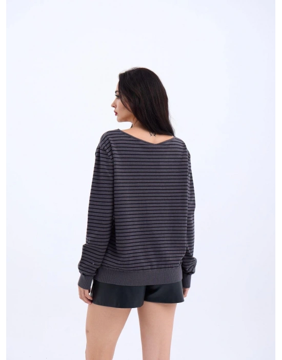 4215 TRİKO ÇİZGİLİ SALAŞ KAZAKANTRASİTSİYAH