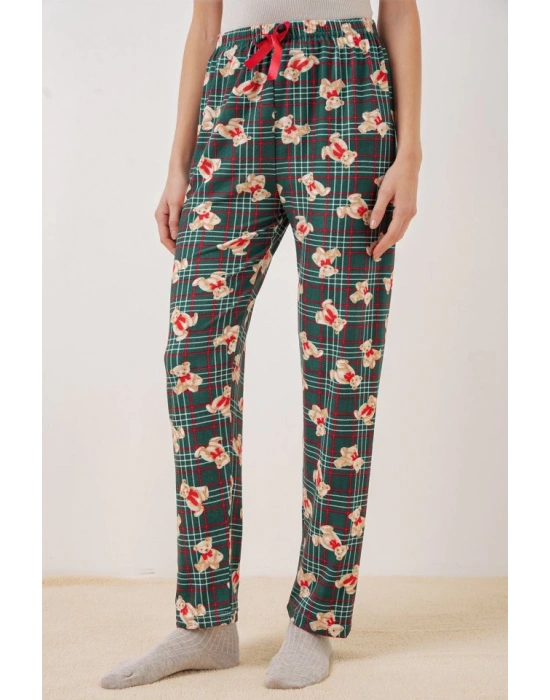 4323 Desenli Pijama Altı  Zümrüt Yeşili