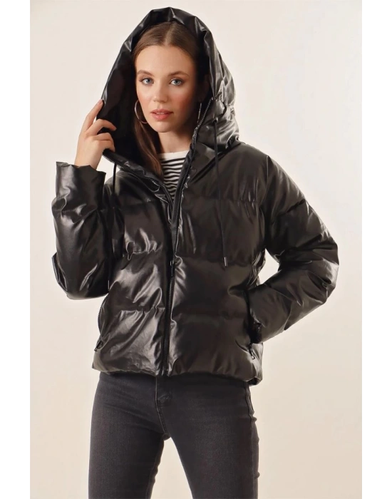 5114 Oversize Deri Mont  Siyah