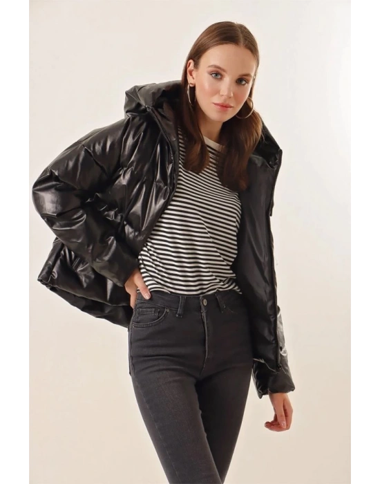 5114 Oversize Deri Mont  Siyah