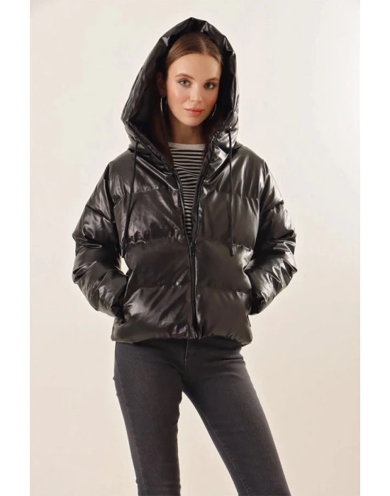 5114 Oversize Deri Mont  Siyah