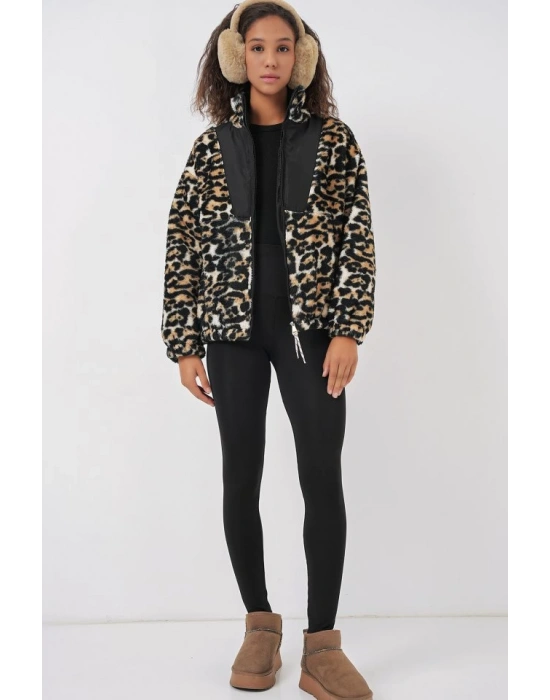 5194 Peluş Mont Ceket  C. Kahverengi