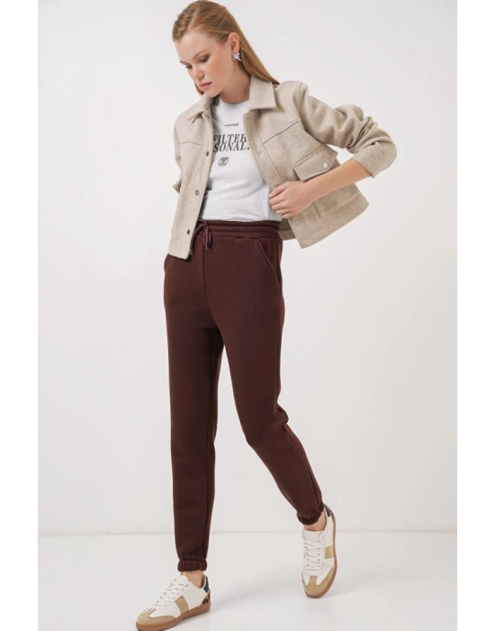 55450 Üç İplik Eşofman Altı  Kahverengi