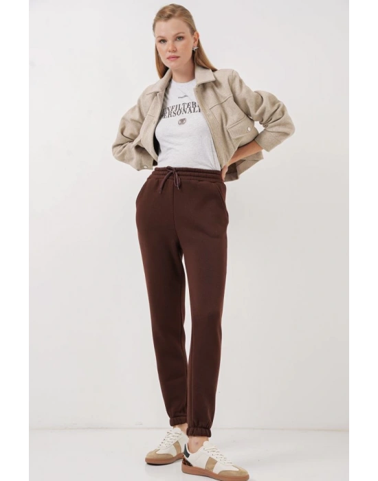 55450 Üç İplik Eşofman Altı  Kahverengi