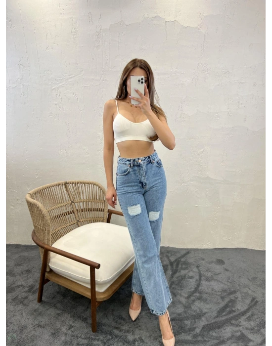 6373 DENİM SLIM PALAZZO FITMAVİ