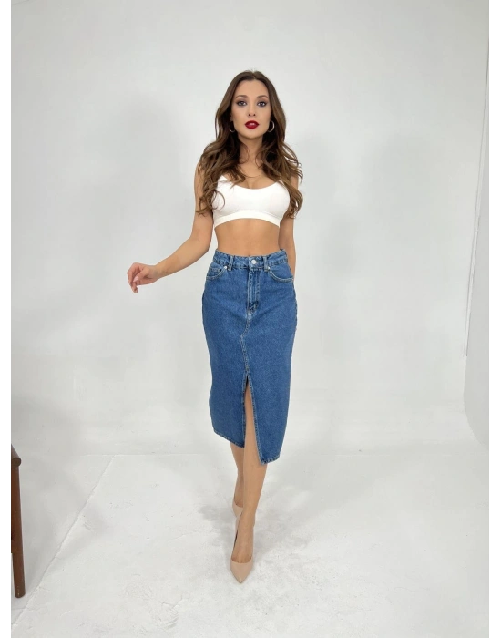 6478 DENİM MIDI LIT KIRTMAVİ