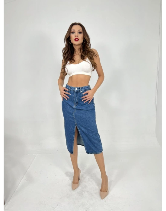 6478 DENİM MIDI LIT KIRTMAVİ