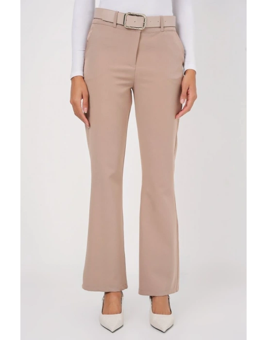 65 Kemerli İspanyol Paça Pantolon  Bej