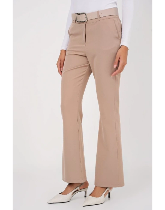 65 Kemerli İspanyol Paça Pantolon  Bej