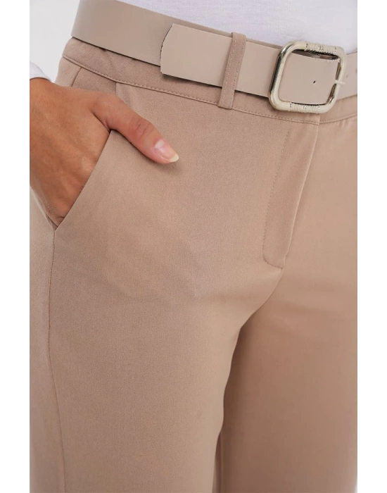 65 Kemerli İspanyol Paça Pantolon  Bej