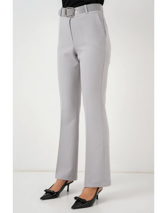 6538 Kemerli İspanyol Paça Pantolon  Gri