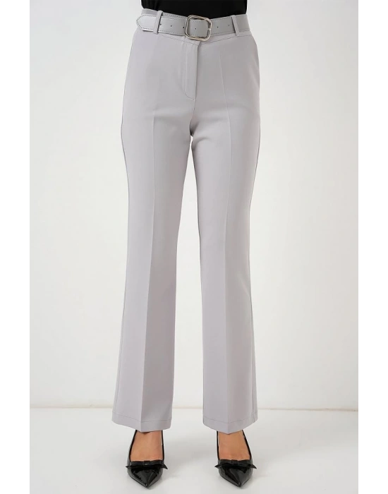 6538 Kemerli İspanyol Paça Pantolon  Gri