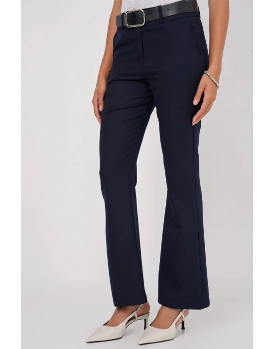 6538 Kemerli İspanyol Paça Pantolon  Lacivert