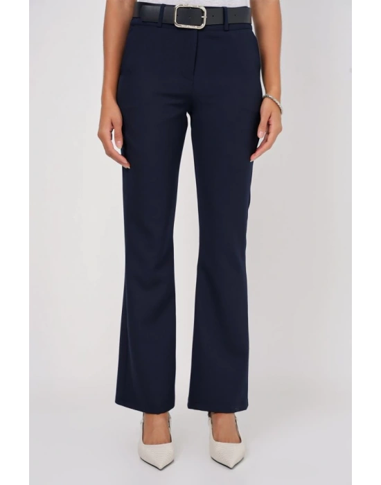 6538 Kemerli İspanyol Paça Pantolon  Lacivert