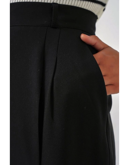 6647 Bol Paça Kumaş Pantolon  Siyah