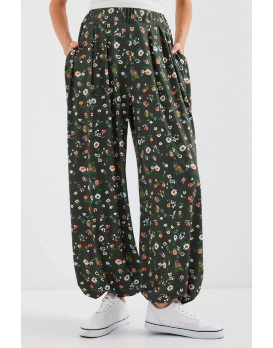 6665 Desenli Şalvar Pantolon  Haki