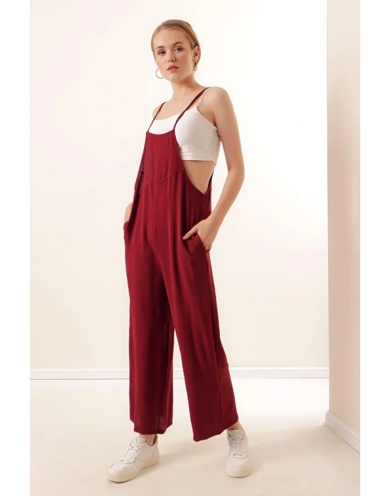 7019 Askılı Bahçivan Tulum  Bordo